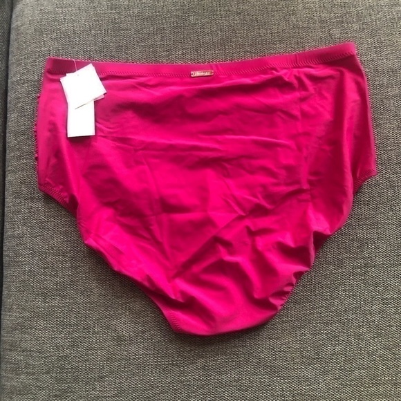 RAISINS Curve Costa Plus Size Solid High-Rise Swim Bikini Bottom Pink 22W - Picture 3 of 10